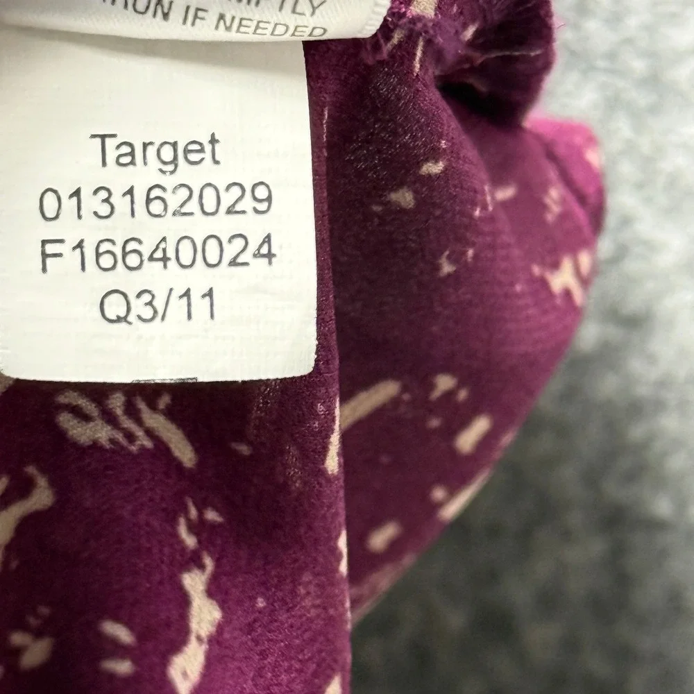 Converse One Star Womens‎ XL Purple Abstract Print Henley Blouse Top